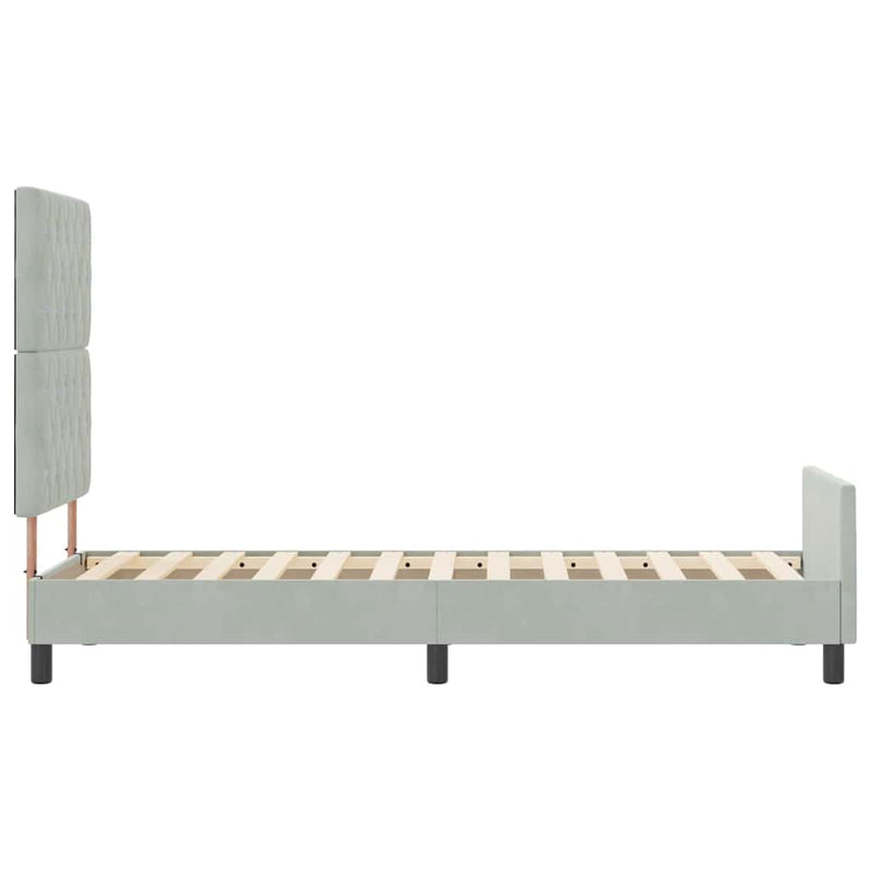 vidaXL Ágykeret fejtámlával Világosszürke 80 x 200 cm Bársony