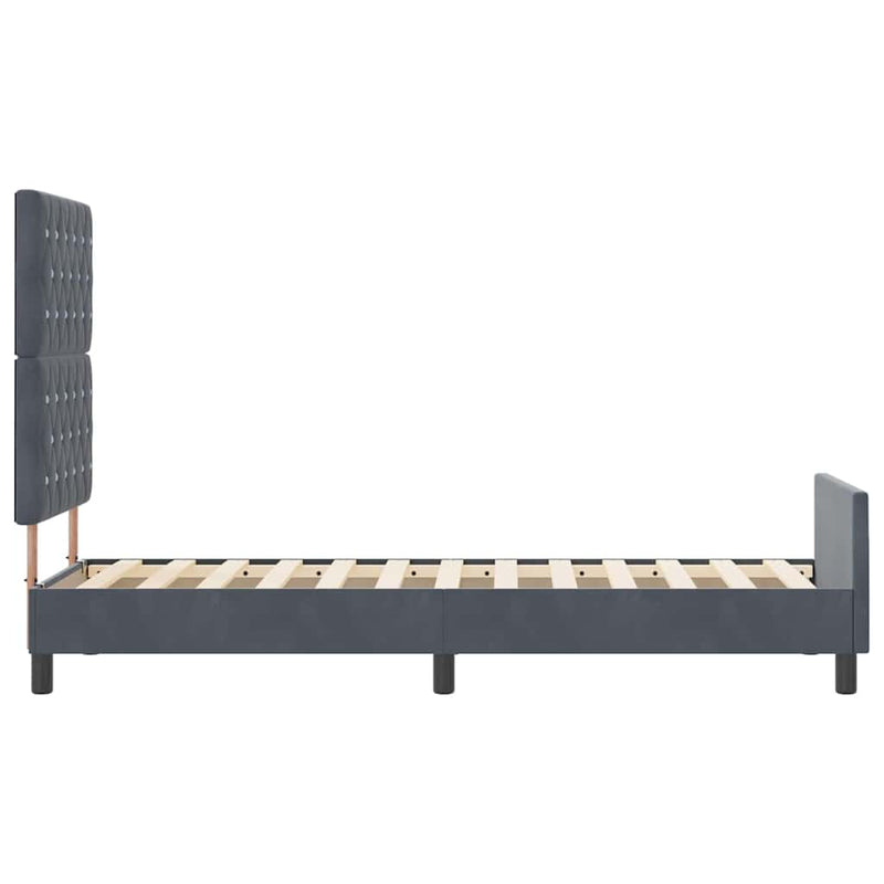 vidaXL Ágykeret fejtámlával Sötétszürke 80 x 200 cm Bársony