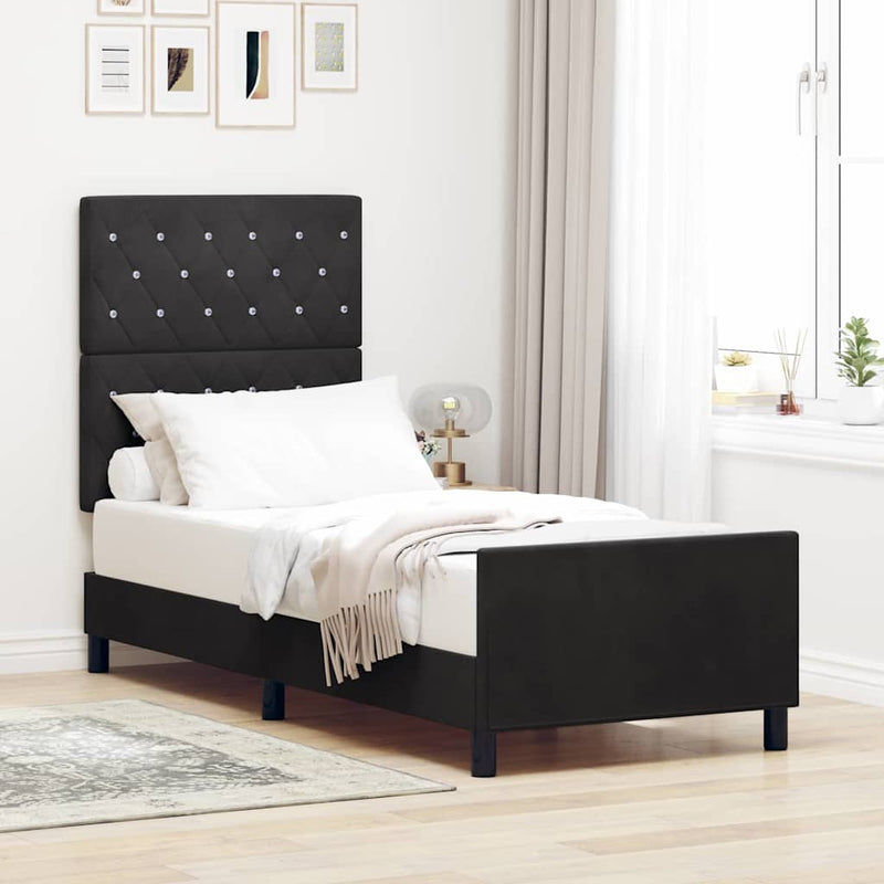 vidaXL Ágykeret fejtámlával Fekete 80 x 200 cm Bársony