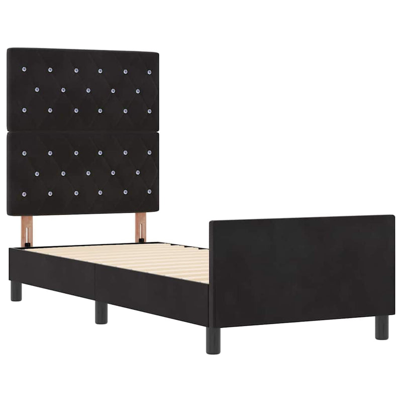 vidaXL Ágykeret fejtámlával Fekete 80 x 200 cm Bársony