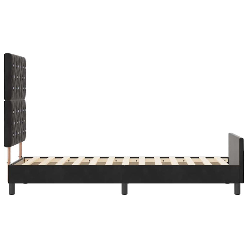 vidaXL Ágykeret fejtámlával Fekete 80 x 200 cm Bársony