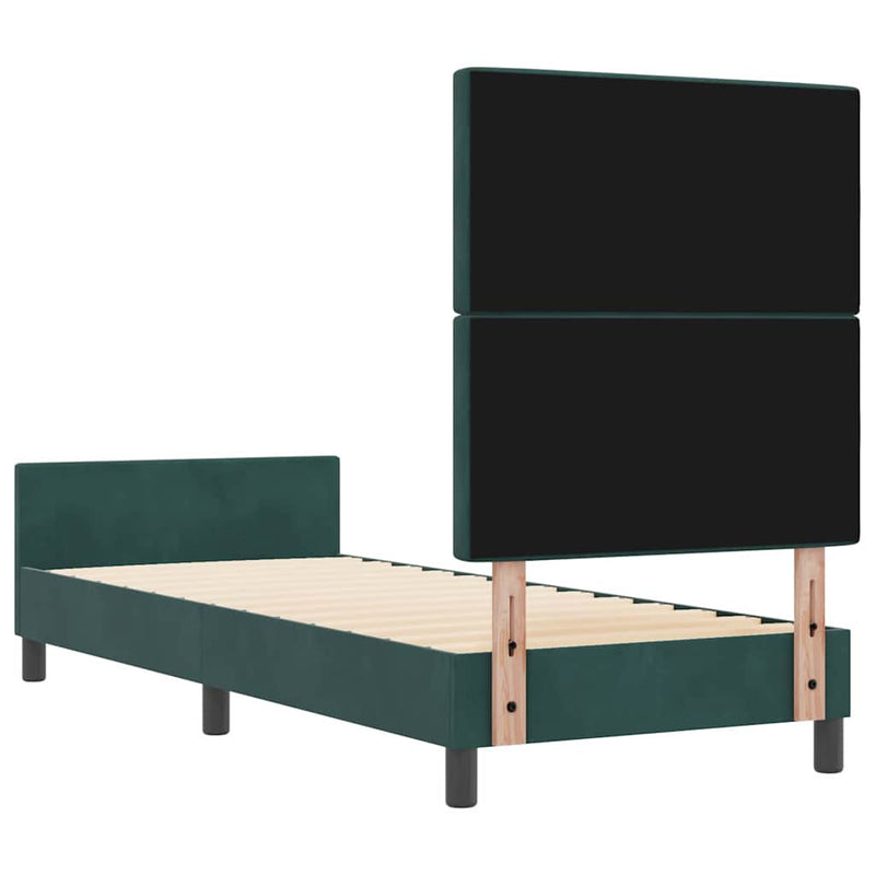 vidaXL Ágykeret fejtámlával Sötétzöld 80 x 200 cm Bársony