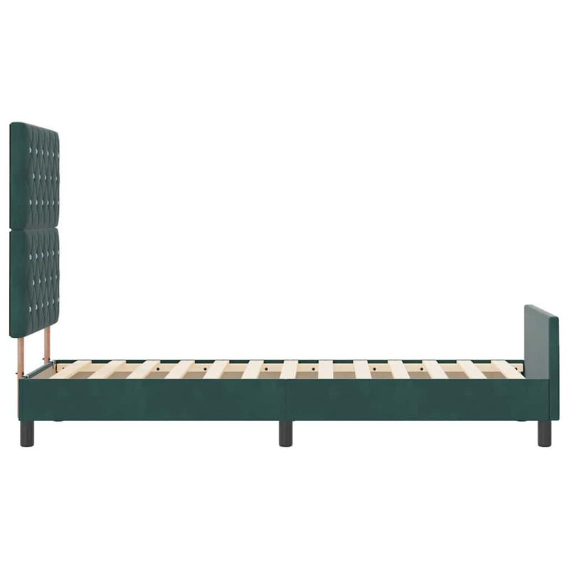 vidaXL Ágykeret fejtámlával Sötétzöld 80 x 200 cm Bársony