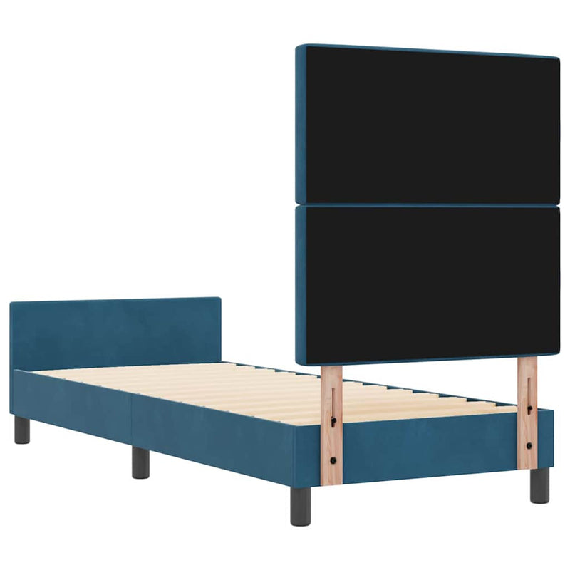 vidaXL Ágykeret fejtámlával Sötétkék 80 x 200 cm Bársony