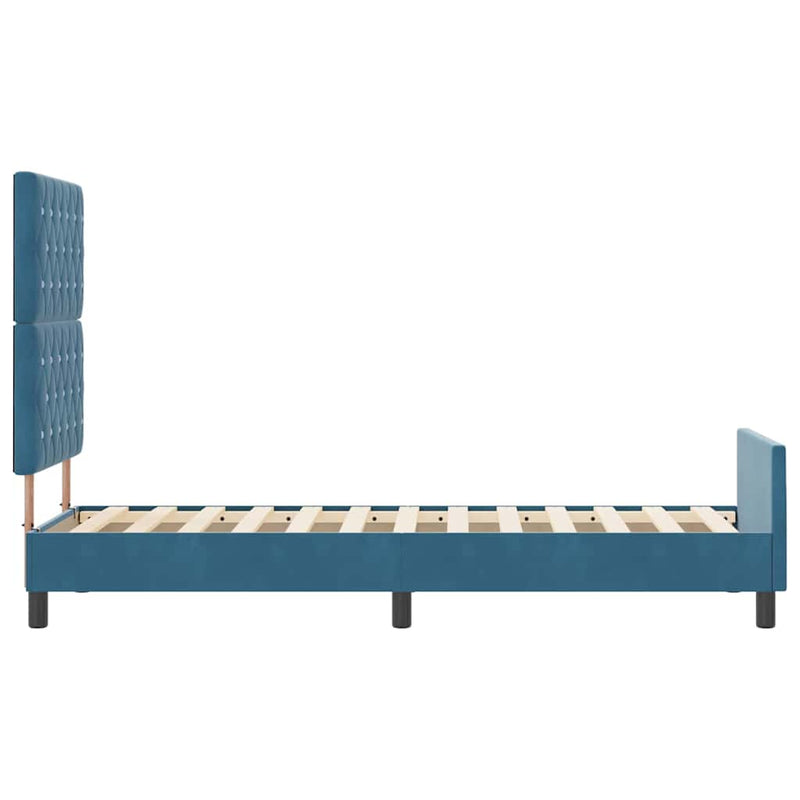 vidaXL Ágykeret fejtámlával Sötétkék 80 x 200 cm Bársony
