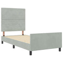vidaXL Boxrugós ágy fejtámlával Világosszürke 90 x 190 cm Bársony