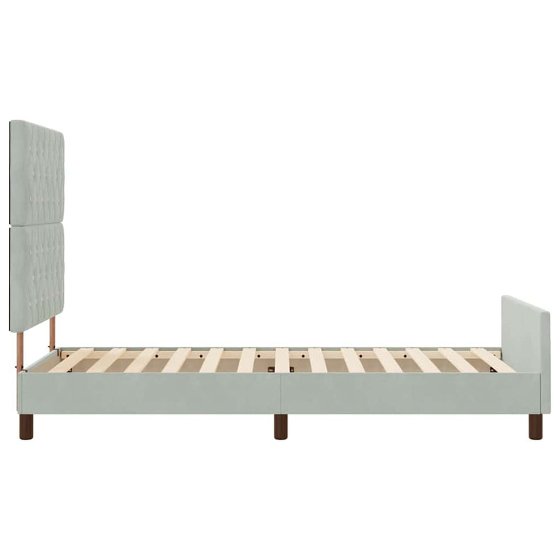 vidaXL Ágykeret fejtámlával Világosszürke 90 x 190 cm Bársony