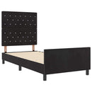 vidaXL Boxrugós ágy fejtámlával Fekete 90 x 190 cm Bársony