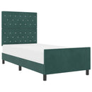 vidaXL Boxrugós ágy fejtámlával Sötétzöld 90 x 190 cm Bársony