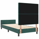 vidaXL Boxrugós ágy fejtámlával Sötétzöld 90 x 190 cm Bársony