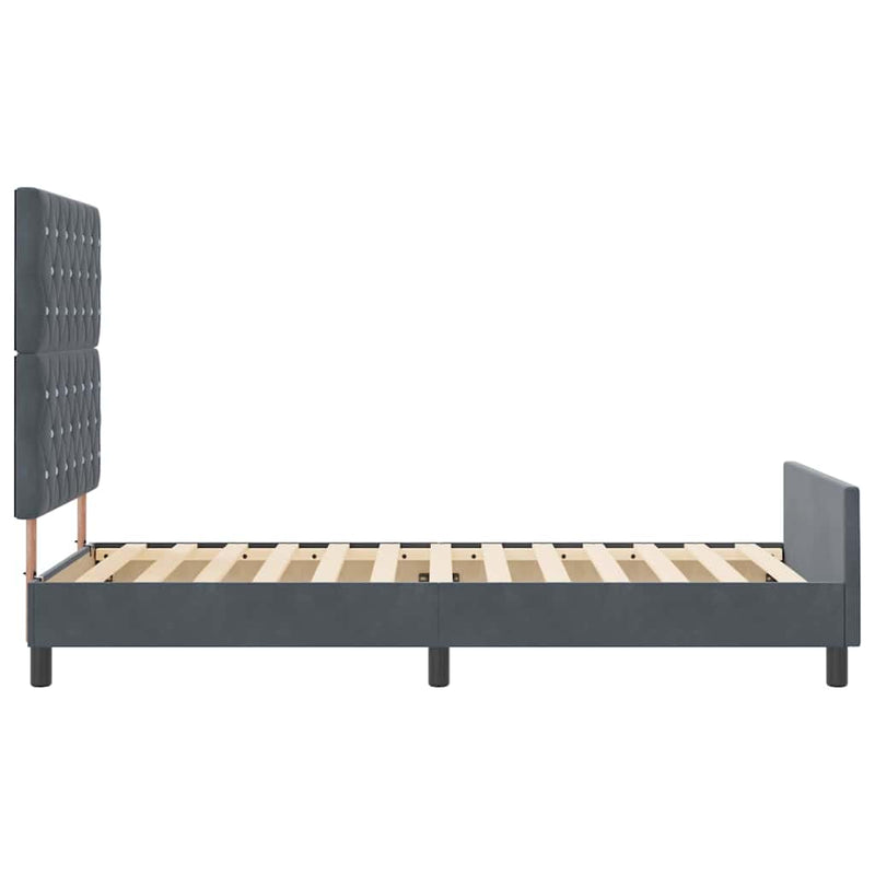 vidaXL Ágykeret fejtámlával Sötétszürke 90 x 200 cm Bársony
