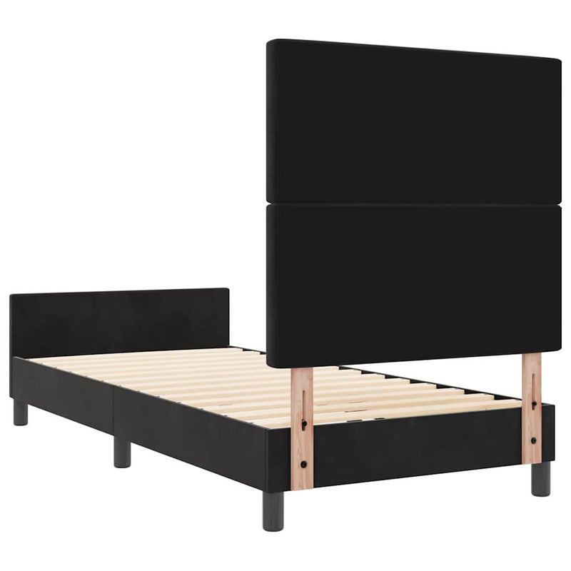 vidaXL Ágykeret fejtámlával Fekete 100 x 200 cm Bársony