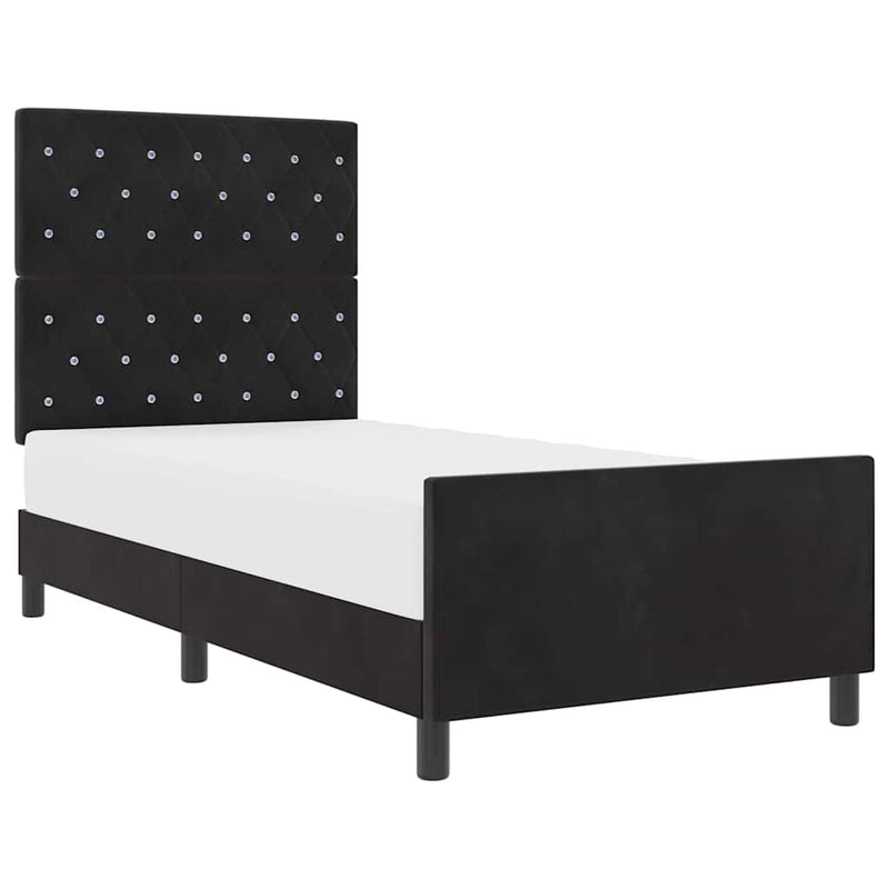 vidaXL Ágykeret fejtámlával Fekete 100 x 200 cm Bársony