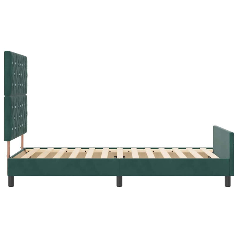 vidaXL Ágykeret fejtámlával Sötétzöld 100 x 200 cm Bársony