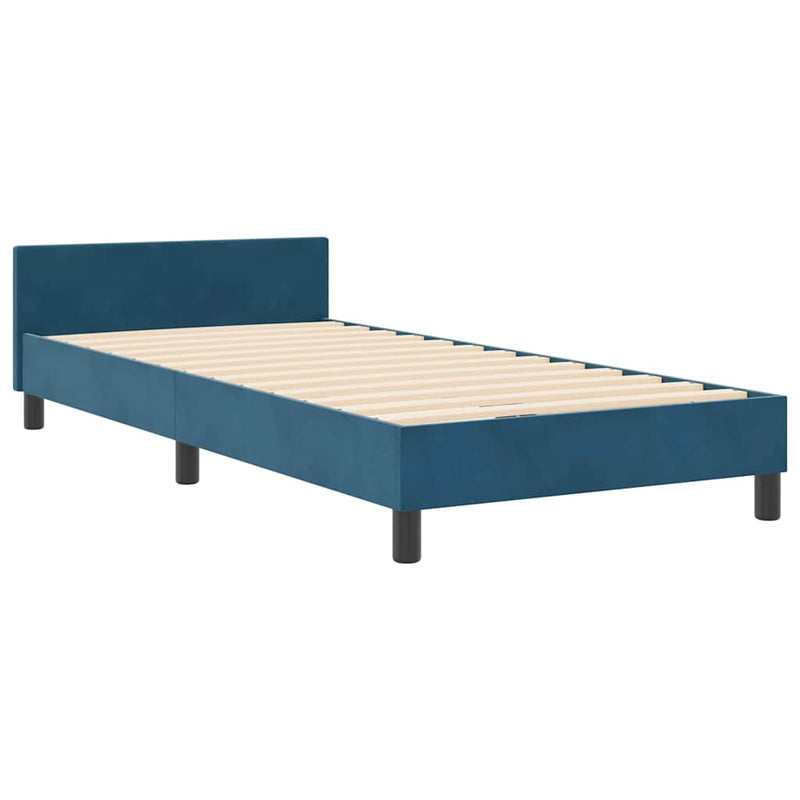 vidaXL Ágykeret fejtámlával Sötétkék 100 x 200 cm Bársony