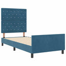 vidaXL Boxrugós ágy fejtámlával Sötét kék 100 x 200 cm Bársony
