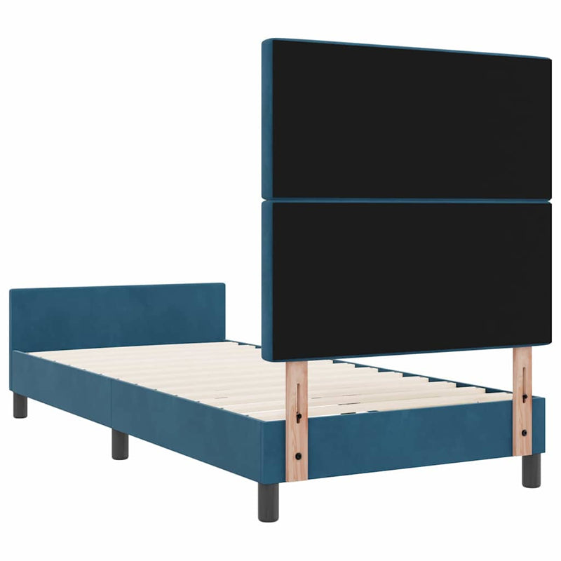 vidaXL Ágykeret fejtámlával Sötétkék 100 x 200 cm Bársony