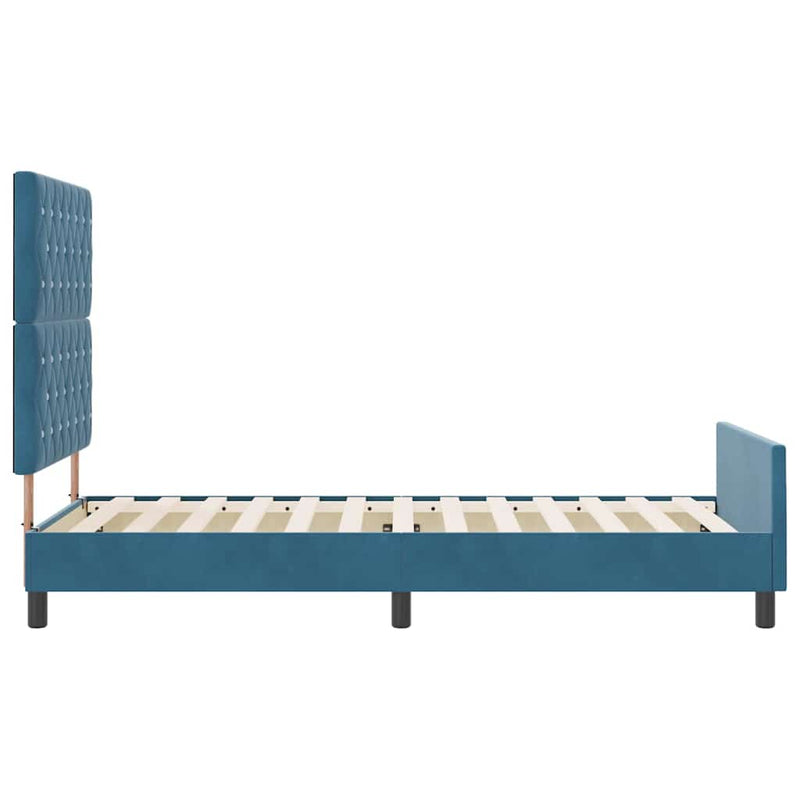 vidaXL Ágykeret fejtámlával Sötétkék 100 x 200 cm Bársony