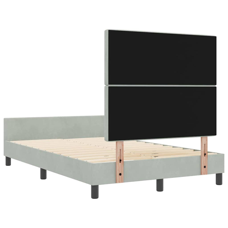 vidaXL Ágykeret fejtámlával Világosszürke 120 x 190 cm Bársony