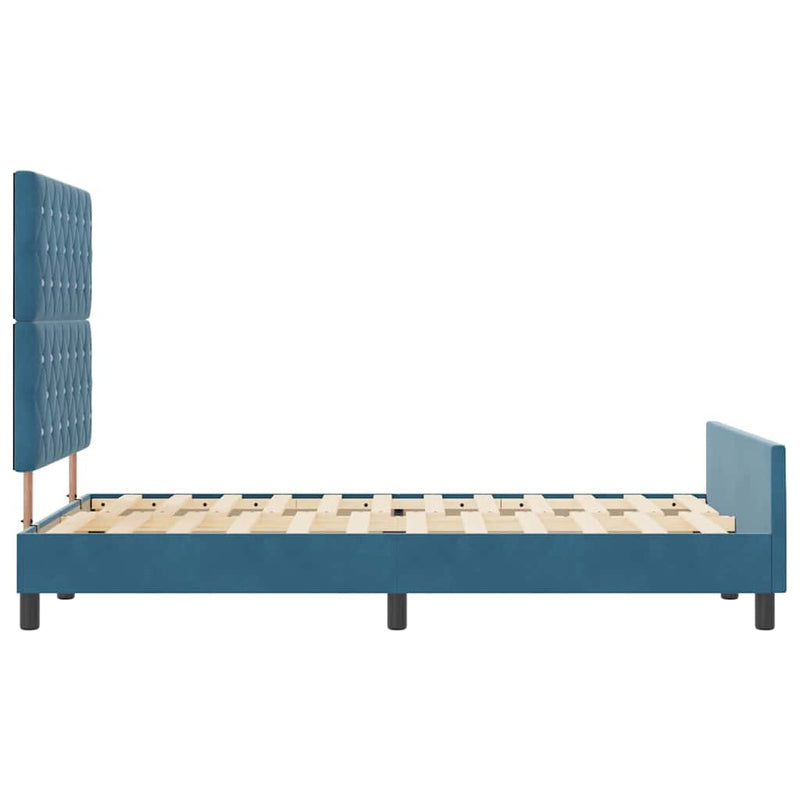 vidaXL Ágykeret fejtámlával Sötétkék 120 x 190 cm Bársony