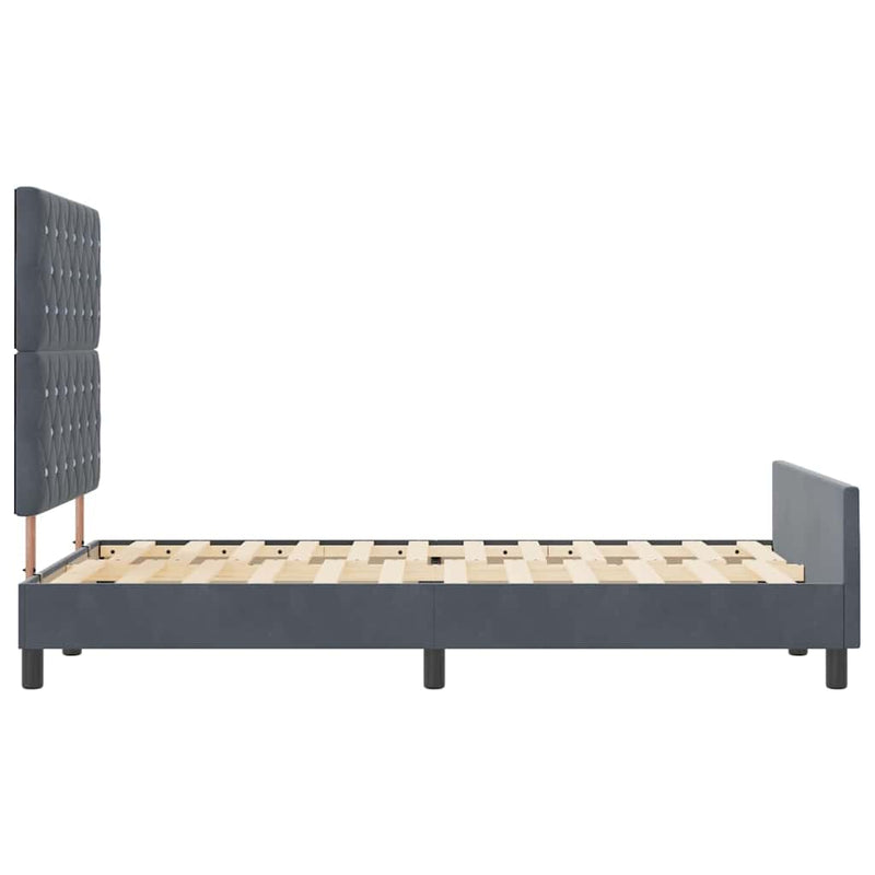 vidaXL Ágykeret fejtámlával Sötétszürke 120 x 200 cm Bársony