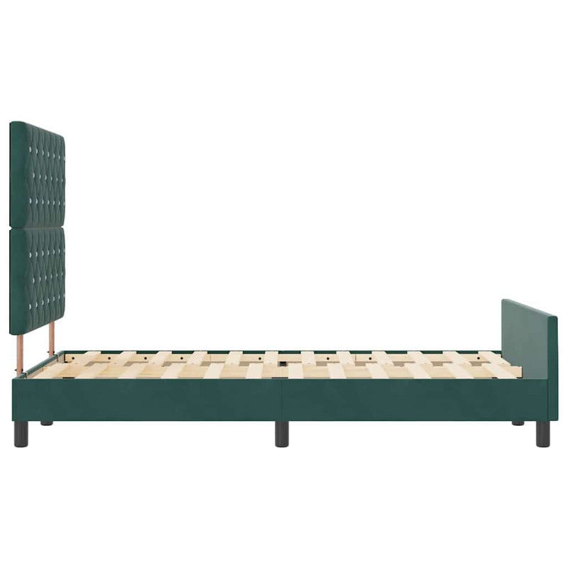 vidaXL Ágykeret fejtámlával Sötétzöld 120 x 200 cm Bársony