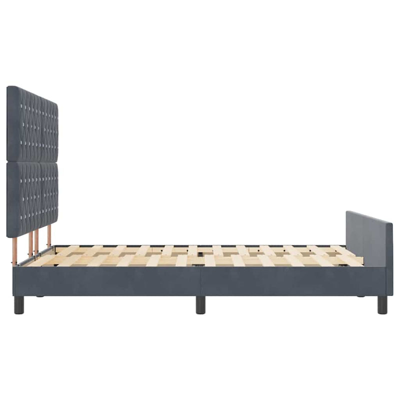 vidaXL Ágykeret fejtámlával Sötétszürke 140 x 190 cm Bársony