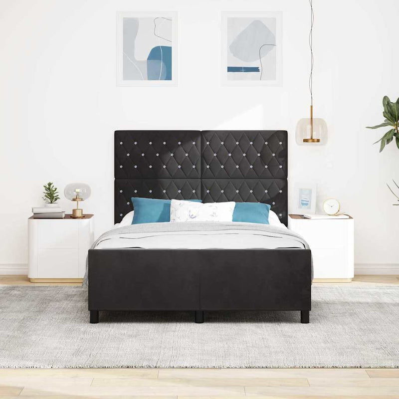 vidaXL Ágykeret fejtámlával Fekete 140 x 190 cm Bársony