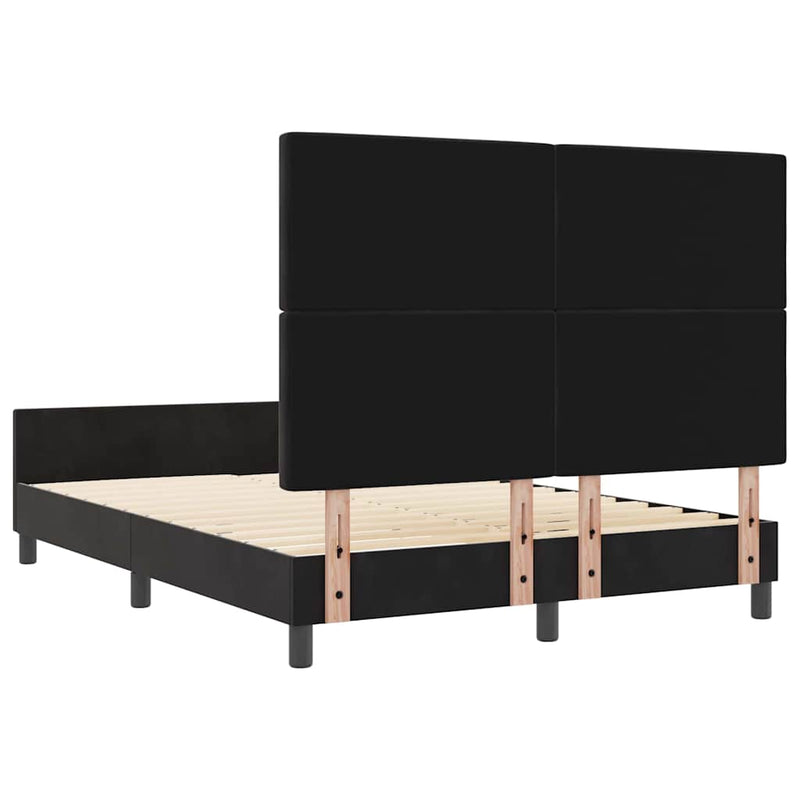 vidaXL Ágykeret fejtámlával Fekete 140 x 190 cm Bársony