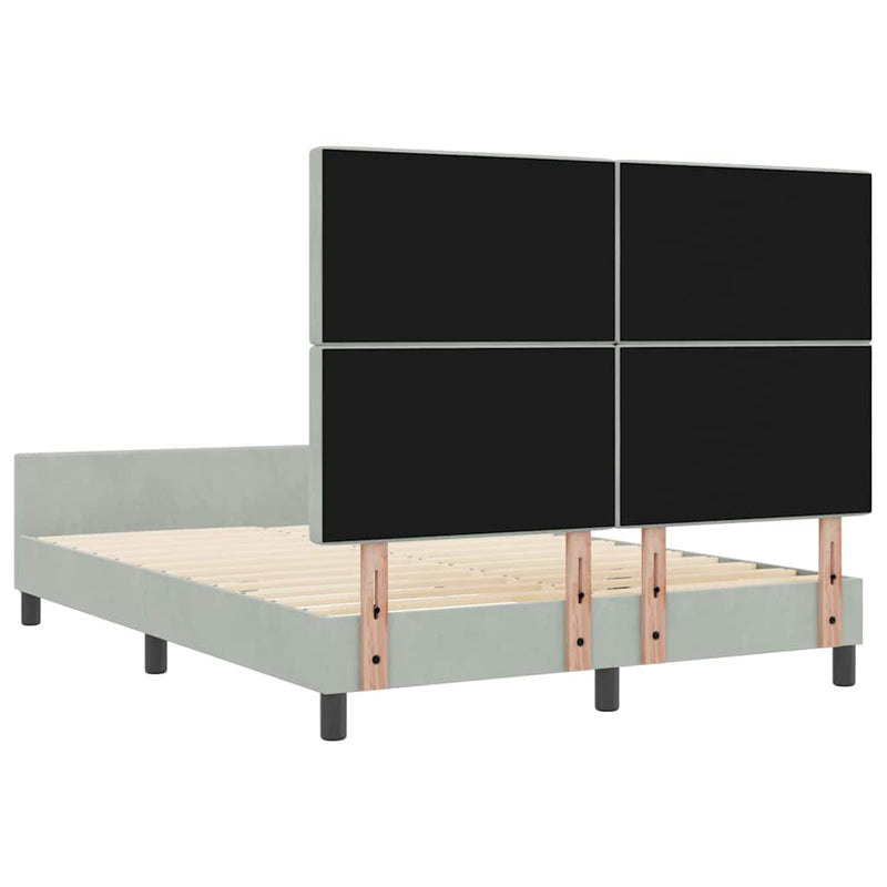 vidaXL Ágykeret fejtámlával Világosszürke 140 x 200 cm Bársony