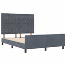 vidaXL Boxrugós ágy fejtámlával Sötétszürke 140 x 200 cm Bársony