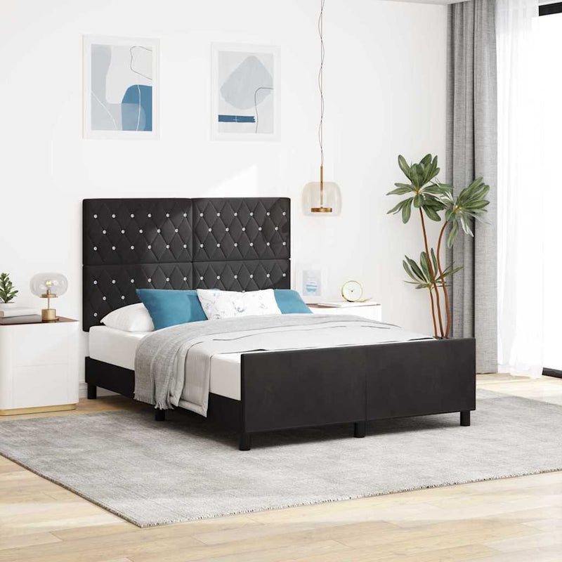 vidaXL Ágykeret fejtámlával Fekete 140 x 200 cm Bársony