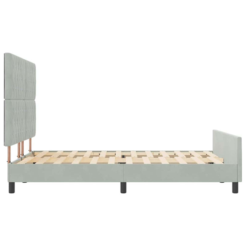 vidaXL Ágykeret fejtámlával Világosszürke 160 x 200 cm Bársony