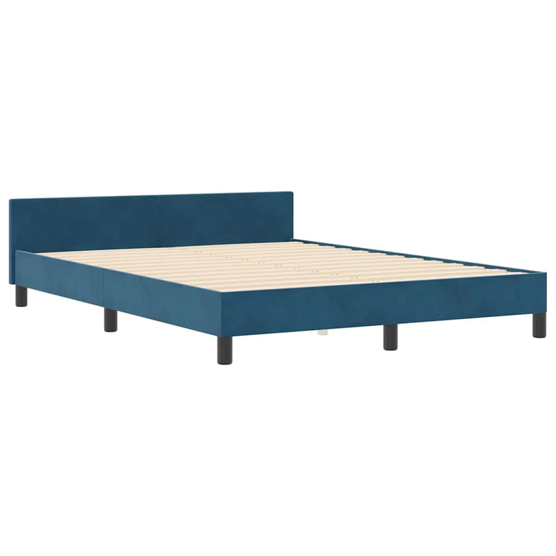 vidaXL Ágykeret fejtámlával Sötétkék 160 x 200 cm Bársony