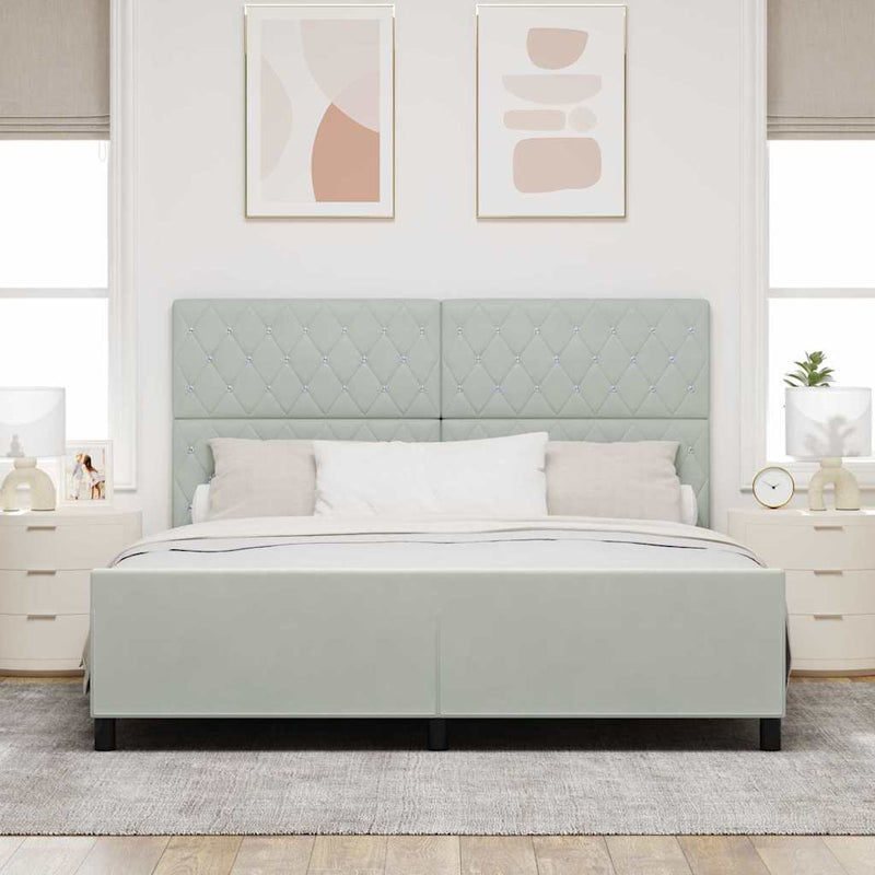 vidaXL Ágykeret fejtámlával Világosszürke 180 x 200 cm Bársony