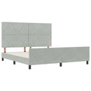 vidaXL Boxrugós ágy fejtámlával Világosszürke 180 x 200 cm Bársony