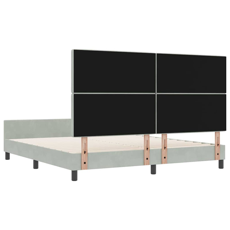vidaXL Ágykeret fejtámlával Világosszürke 180 x 200 cm Bársony