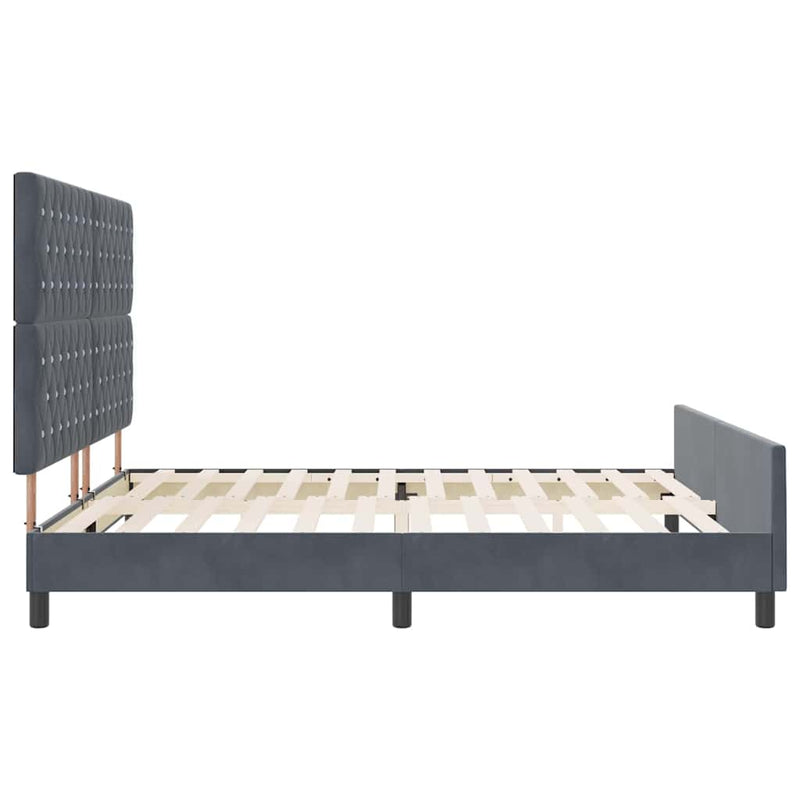 vidaXL Ágykeret fejtámlával Sötétszürke 180 x 200 cm Bársony