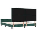 vidaXL Boxrugós ágy fejtámlával Sötétzöld 180 x 200 cm Bársony