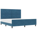 vidaXL Boxrugós ágy fejtámlával Sötét kék 180 x 200 cm Bársony