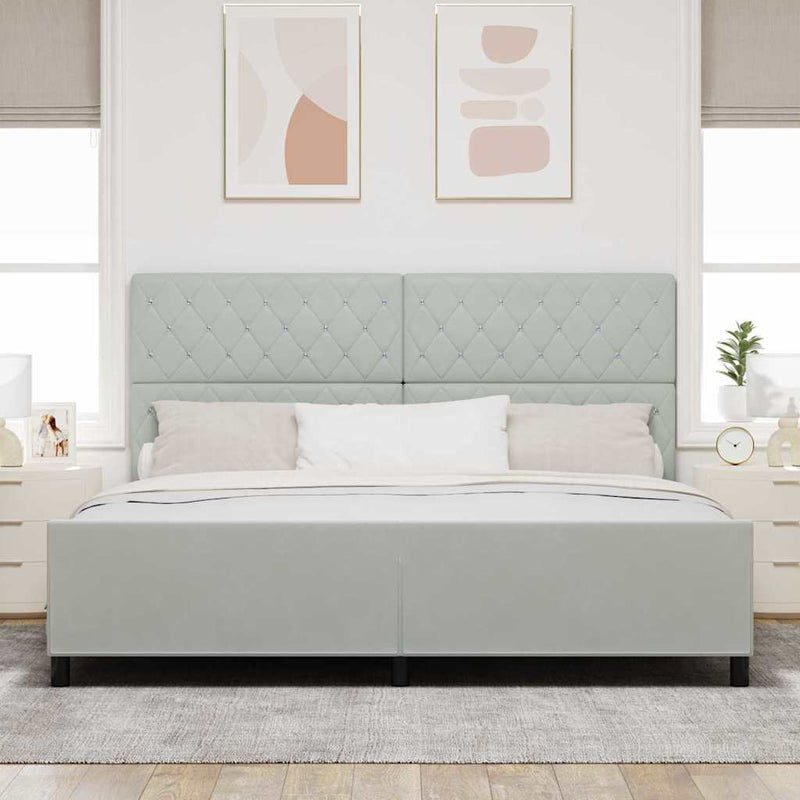 vidaXL Ágykeret fejtámlával Világosszürke 200 x 200 cm Bársony