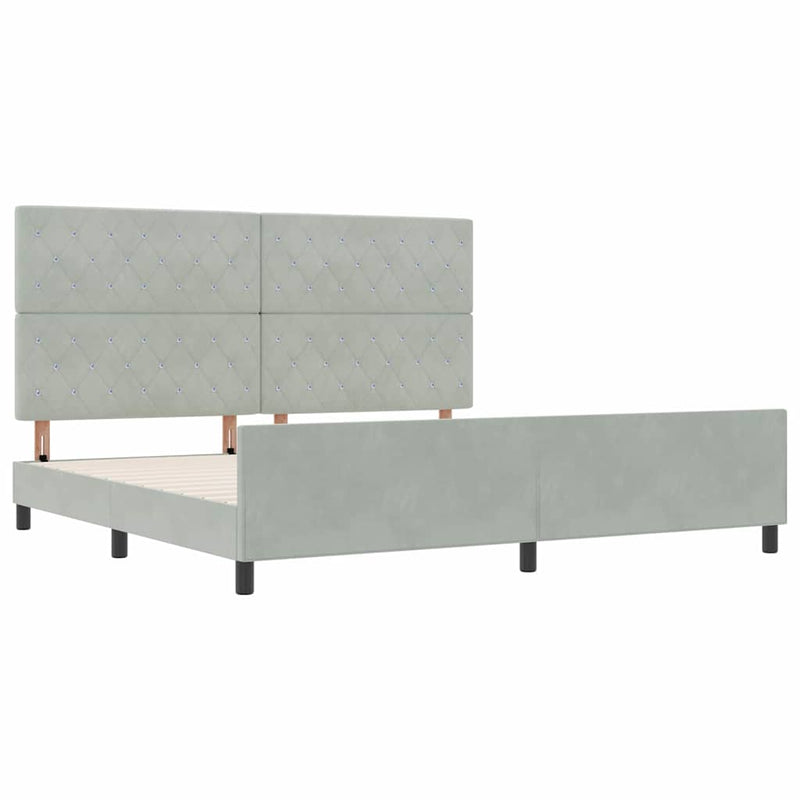 vidaXL Ágykeret fejtámlával Világosszürke 200 x 200 cm Bársony