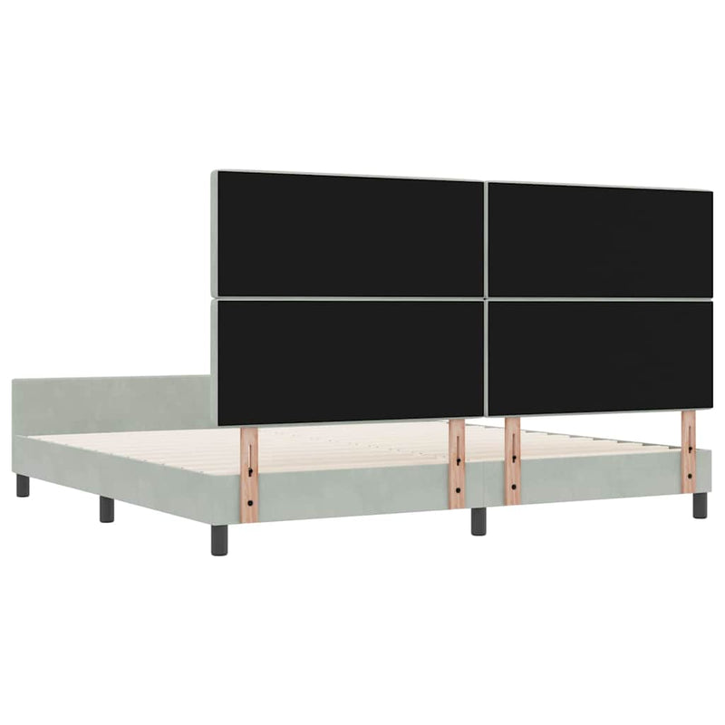 vidaXL Ágykeret fejtámlával Világosszürke 200 x 200 cm Bársony