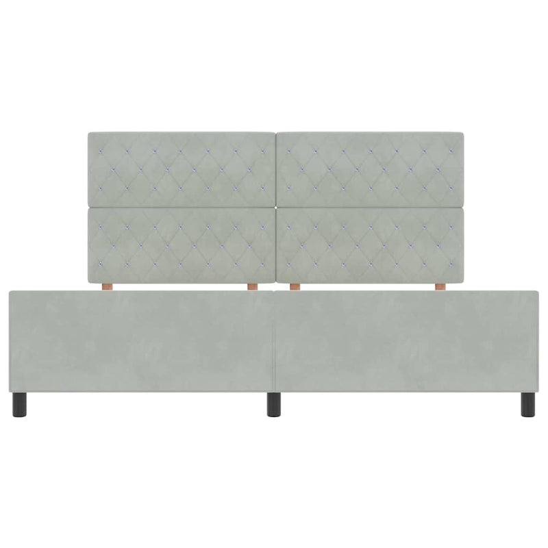 vidaXL Ágykeret fejtámlával Világosszürke 200 x 200 cm Bársony