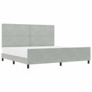 vidaXL Ágykeret fejtámlával Világosszürke 200 x 200 cm Bársony