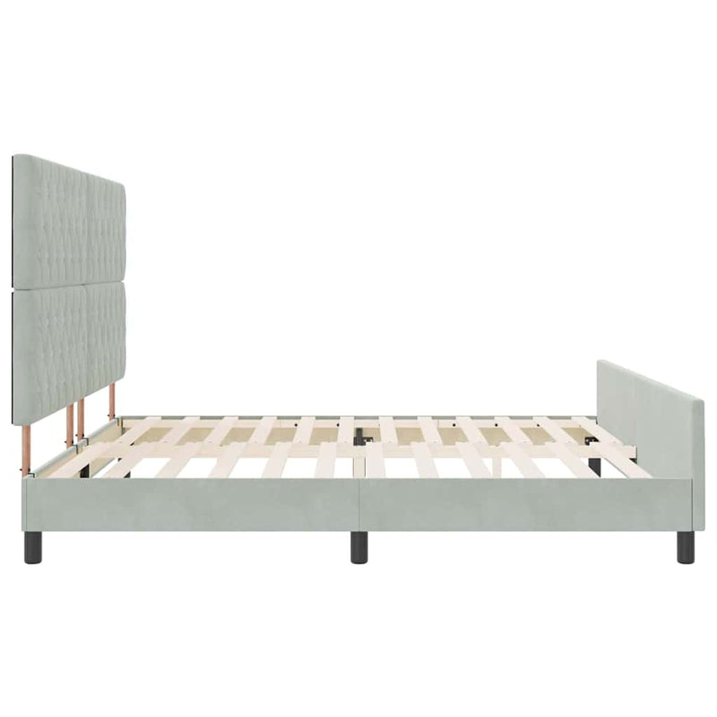 vidaXL Ágykeret fejtámlával Világosszürke 200 x 200 cm Bársony