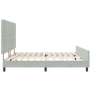 vidaXL Boxrugós ágy fejtámlával Világosszürke 200 x 200 cm Bársony