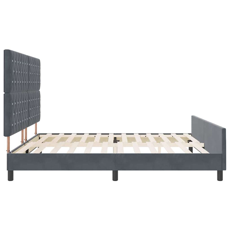 vidaXL Ágykeret fejtámlával Sötétszürke 200 x 200 cm Bársony