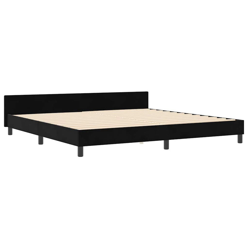 vidaXL Ágykeret fejtámlával Fekete 200 x 200 cm Bársony