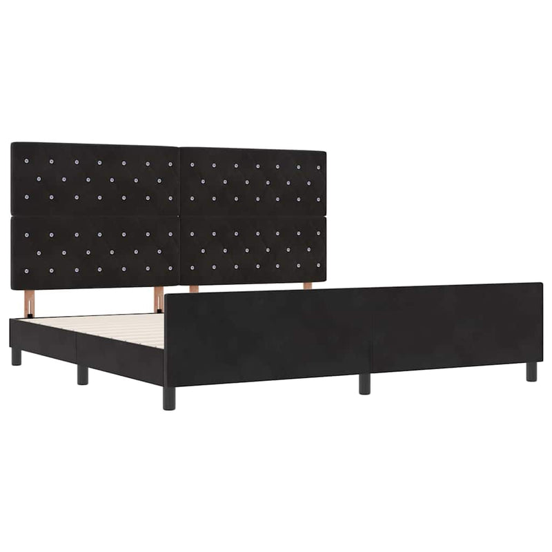 vidaXL Ágykeret fejtámlával Fekete 200 x 200 cm Bársony